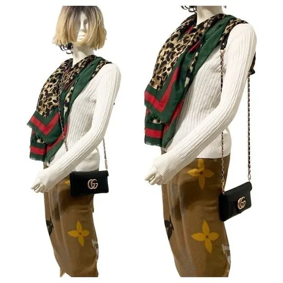 GUCCI GG Leather Long Wallet to Shoulder Bag 💼 Black - Picture 4 of 17